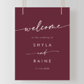 Poster Panneau de bienvenue de mariage DIY rouge burgundy