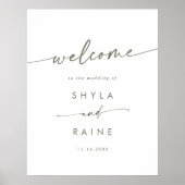 Poster Panneau de bienvenue de mariage DIY vert et blanc  (Devant)