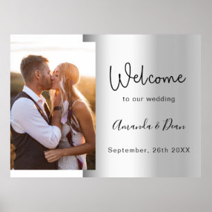 Poster Panneau de bienvenue de mariage écriture photo arg