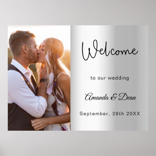 Poster Panneau de bienvenue de mariage écriture photo arg (Devant)