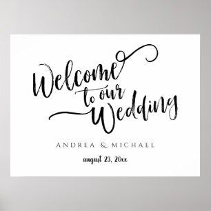 Poster Panneau de bienvenue de mariage - Écriture pinceau