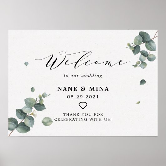 Poster Panneau de bienvenue de mariage élégant à l'eucaly (Devant)