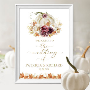 Poster Panneau de Bienvenue de Mariage Élégant Automne Ci