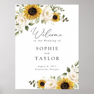 Poster Panneau de bienvenue de mariage élégant avec tourn