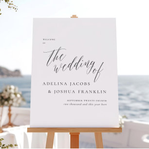 Poster Panneau de bienvenue de mariage en calligraphie à 