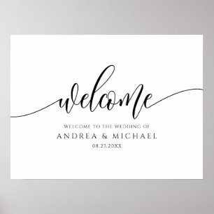 Poster Panneau de bienvenue de mariage en calligraphie mo