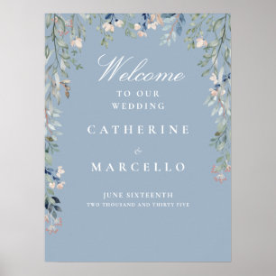Poster Panneau de bienvenue de mariage en cascade florale