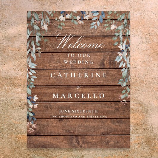 Poster Panneau de bienvenue de mariage en cascade florale