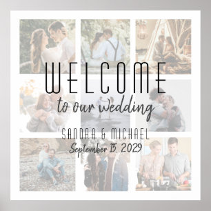 Poster Panneau de bienvenue de mariage en collage de phot