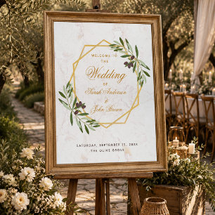 Poster Panneau de bienvenue de mariage en feuillage de br