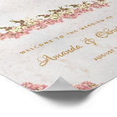 Poster Panneau de bienvenue de mariage en marbre rose flo (Coin)