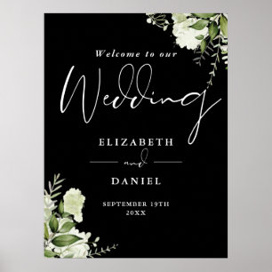 Poster Panneau de bienvenue de mariage en noir et blanc a