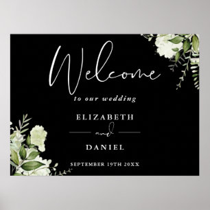 Poster Panneau de bienvenue de mariage en noir et blanc a