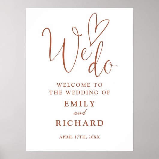 Poster Panneau de bienvenue de mariage en terre cuite We (Devant)