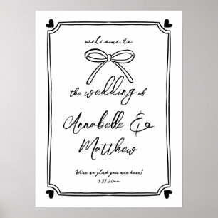 Poster Panneau de bienvenue de mariage fantaisiste avec a