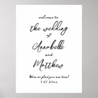 Panneau de bienvenue de mariage fantaisiste écrit
