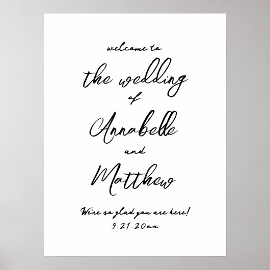 Poster Panneau de bienvenue de mariage fantaisiste écrit  (Devant)