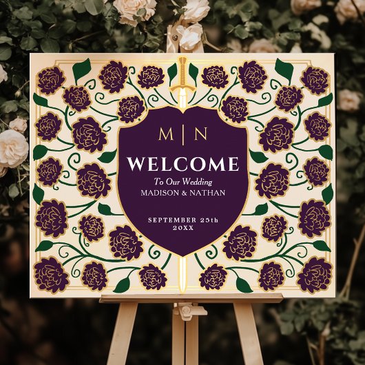 Poster Panneau de bienvenue de mariage fantastique Boucli