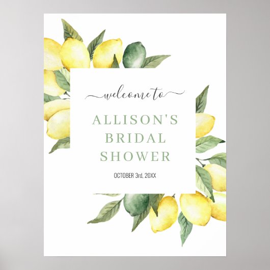 Poster Panneau de Bienvenue de Mariage Fleur d'Eau de Cit (Devant)