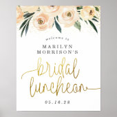 Poster Panneau de bienvenue de mariage floral avec paille (Devant)