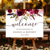 Poster Panneau de bienvenue de mariage floral Boho Bourgo