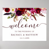Poster Panneau de bienvenue de mariage floral Boho Bourgo (Devant)