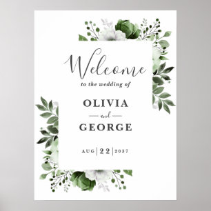 Poster Panneau de bienvenue de mariage floral botanique v