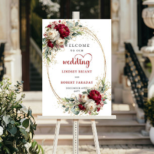 Poster Panneau de bienvenue de mariage floral classique
