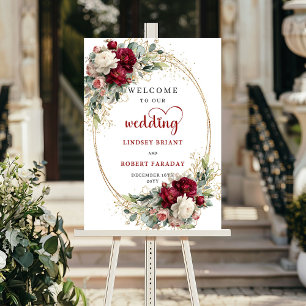 Poster Panneau de bienvenue de mariage floral élégant imp