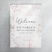 Poster Panneau de bienvenue de mariage floral en feuille