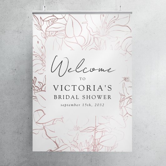 Poster Panneau de bienvenue de mariage floral en feuille