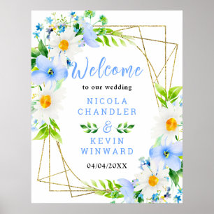 Poster Panneau de Bienvenue de Mariage Floral Marguerites
