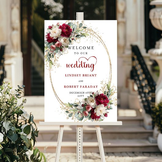 Poster Panneau de bienvenue de mariage floral moderne per