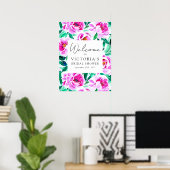 Poster Panneau de bienvenue de mariage floral Pivoine ros (Bureau à domicile)