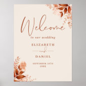 Poster Panneau de bienvenue de mariage floral rustique d' (Devant)