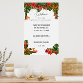 Poster Panneau de bienvenue de mariage floral Tropical Br (Cuisine)
