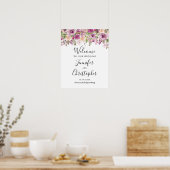 Poster Panneau de bienvenue de mariage floral violet pour (Cuisine)