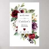 Poster Panneau de bienvenue de mariage floral violet roug (Devant)