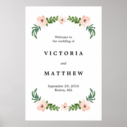 Poster Panneau de bienvenue de mariage grand format avec (Devant)