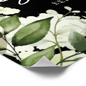 Poster Panneau de bienvenue de mariage Greenery noir et b (Coin)