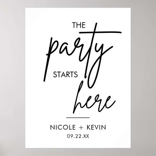 Poster Panneau de bienvenue de mariage imprimable La fête (Devant)