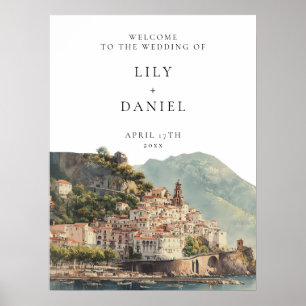 Poster Panneau de bienvenue de mariage italien d'Amalfi