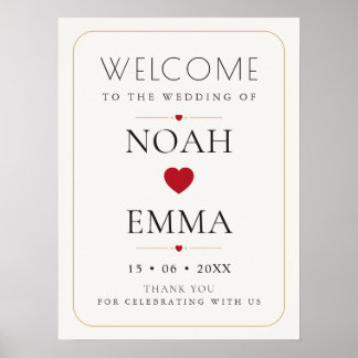 Poster Panneau de bienvenue de mariage minimal élégant