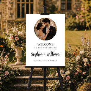 Poster Panneau de bienvenue de mariage minimaliste avec p