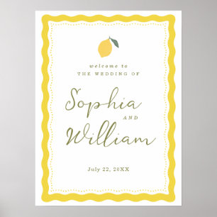 Poster Panneau de bienvenue de mariage minimaliste Citron