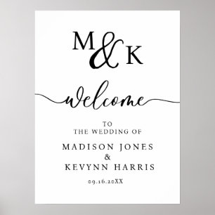 Poster Panneau de bienvenue de mariage minimaliste et chi