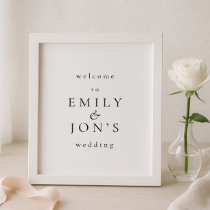 Poster Panneau de bienvenue de mariage minimaliste imprim