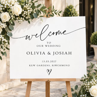 Poster Panneau de bienvenue de mariage minimaliste | Mari