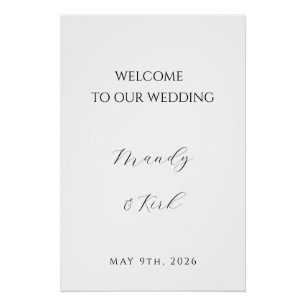 Poster Panneau de bienvenue de mariage minimaliste Mode