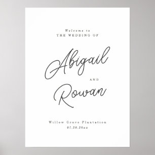 Poster Panneau de bienvenue de mariage minimaliste noir e